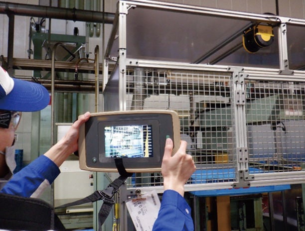 エア漏れを検出している様子