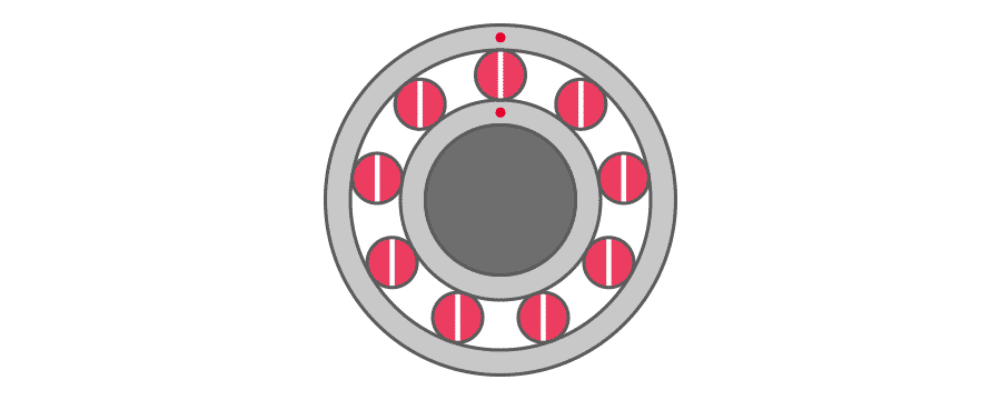 Rolling Bearing Mechanism Animation of rolling bearing in operation. One ring and the rolling elements (ball or element) move along with the rotation of the shaft while the other ring is stationary.