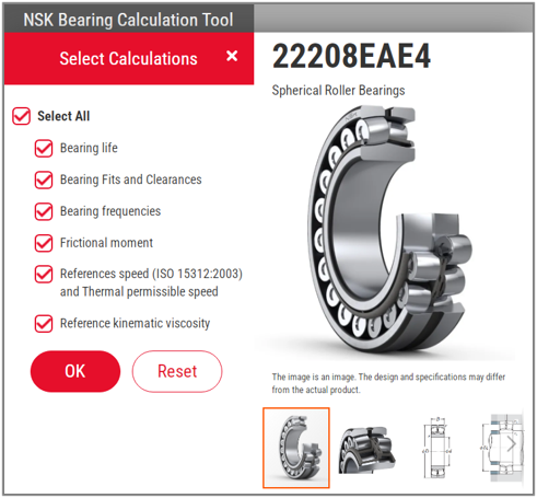 NSK Bearing Calculation Tool - select NSK Bearing Calculation Tool - select