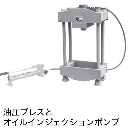 油圧プレスとオイルインジェクションポンプ