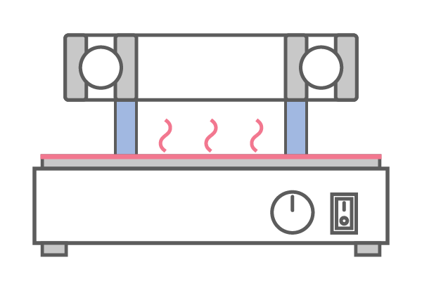 A hot plate with bearing elevated above the hot surface.