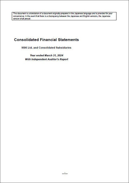 Consolidated Financial Statements with Independent Auditor's Report Consolidated Financial Statements with Independent Auditor's Report