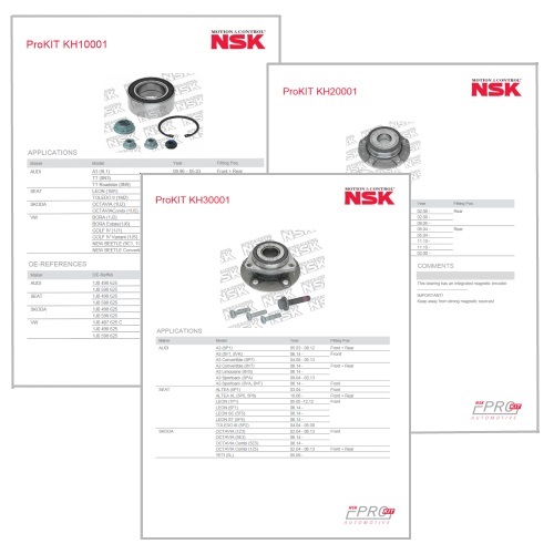 NSK ProKIT Wheel Bearing Kit - Data Sheets