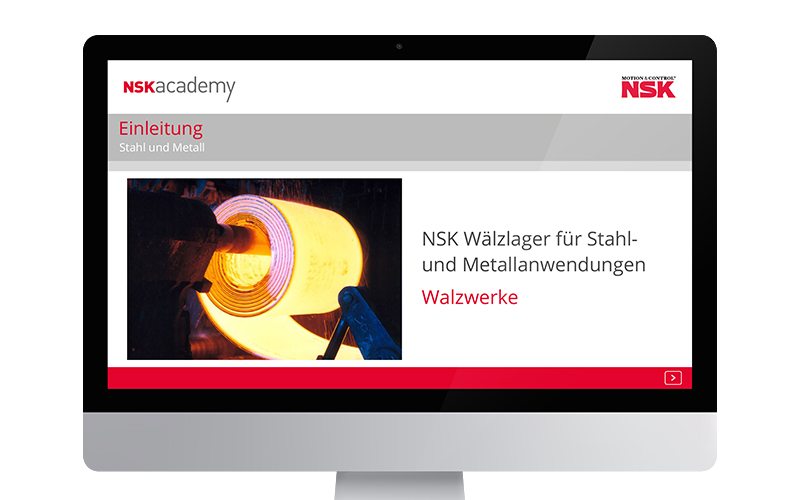 Wälzlager in Walzwerks-Anwendungen: Neues Online-Trainingsmodul in der NSK academy