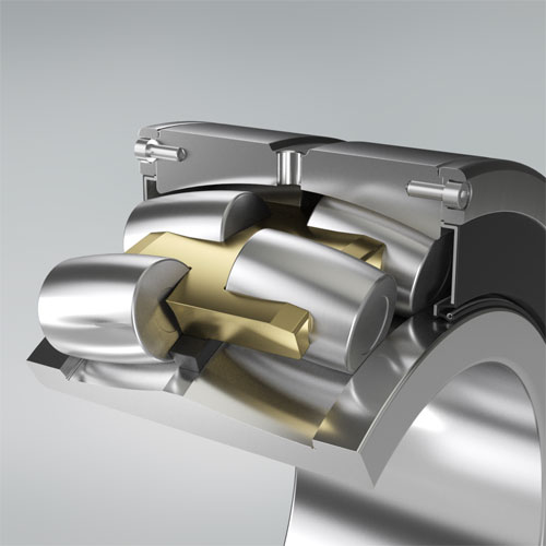 Cross-section of NSK’s long-life spherical roller bearings with detachable seal 